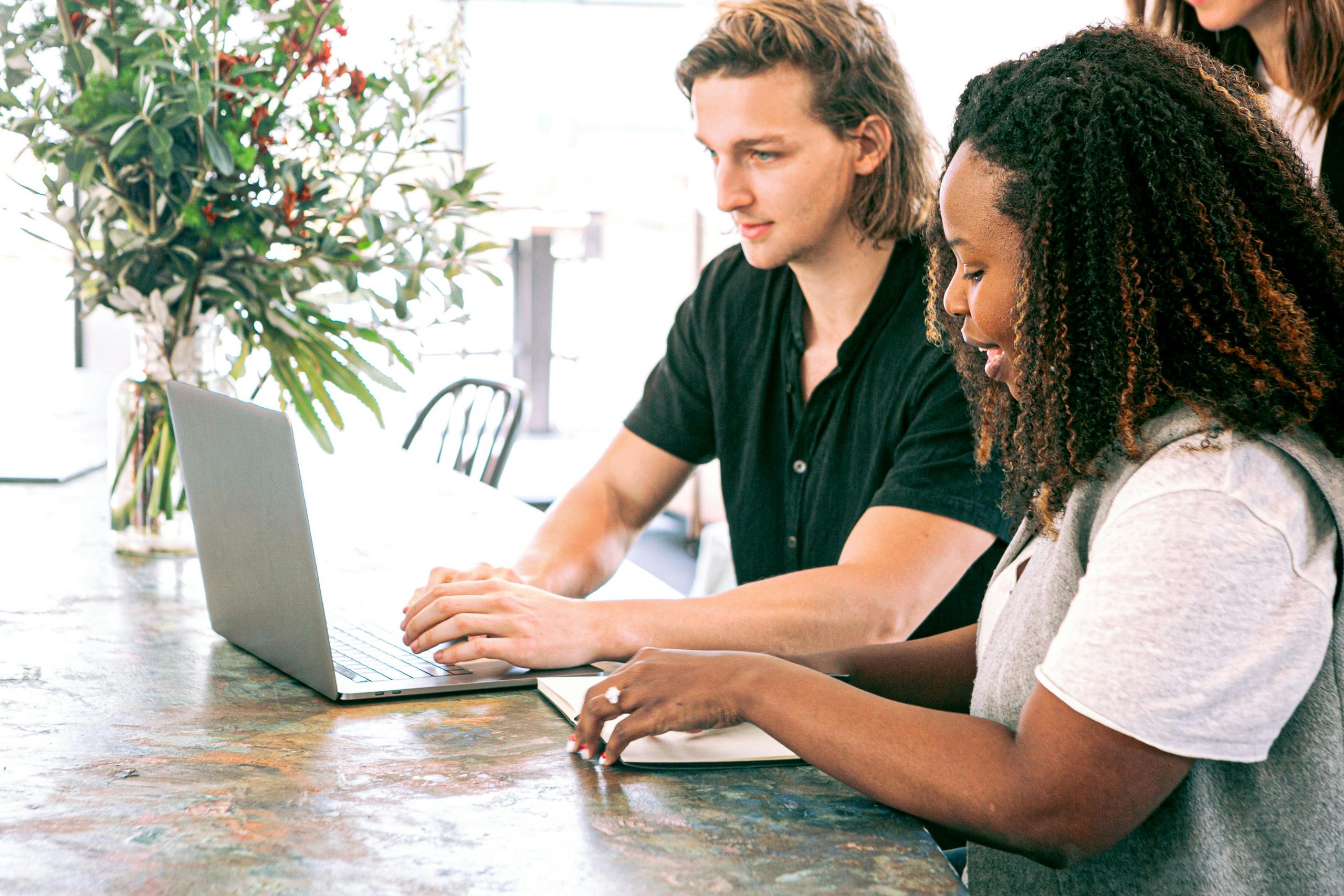 Millennials at a computer